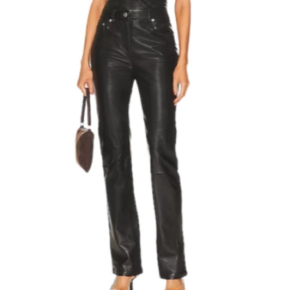 NWT Helmut Lang Black Lamb Leather High Rise Jeans - Sz 10 - Picture 1 of 13